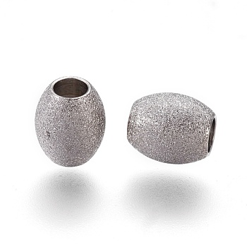 304 Stainless Steel Textured Beads, Oval, Stainless Steel Color, 7x6mm, Hole: 3mm