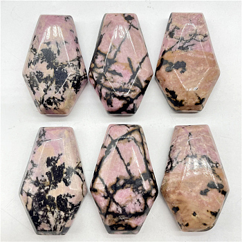 Halloween Natural Rhodonite Carved Coffin Figurines, Reiki Stones Statues for Energy Balancing Meditation Therapy, 19x30x7mm