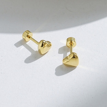 304 Stainless Steel Stud Earrings, Golden, Heart, 5.8x7mm