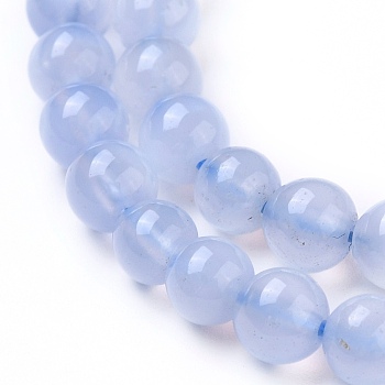 Grade AA Natural Blue Chalcedony Beads Strands, Round, 6mm, Hole: 1mm, about 65pcs/strand, 15.3 inch