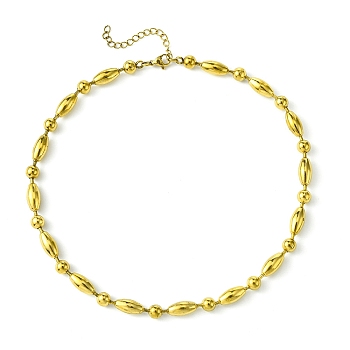 Ion Plating(IP) 304 Stainless Steel Bead Necklaces, Golden, 14.37 inch(36.5cm)