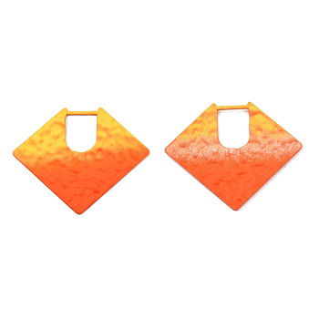 Spray Painted Iron Pendants, Diamond Shaped, Dark Orange, 40x46.5x2mm, Hole: 10.5x14.5mm