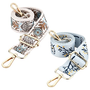 Elite 2Pcs 2 Colors Polyester Adjustable Folk Custom Bag Strap, with Zinc Alloy Clasps, for Bag Replacement Accessories, Mixed Color, 71.5~129x3.8x0.1~0.2cm