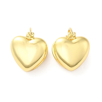 Brass Heart Hoop Earrings for Women, Golden, 18x15x14.5mm, Pin: 0.8~1.1mm