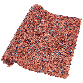 Hotfix Rhinestone Sheet, Resin & Stone Chips & Seed Beads Trim for Garment Bag Shoe, Rectangle, Camel, 210x315x2.4mm