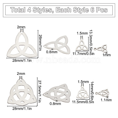24Pcs 4 Style 304 Stainless Steel Pendants(STAS-SC0003-59)-2