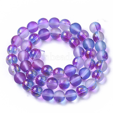 Frosted Spray Painted Glass Beads Strands(X-GLAA-N035-03C-C03)-2