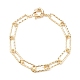 Brass Textured Paperclip Chain Anklets(AJEW-AN00416)-1