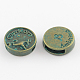 Antique Bronze & Green Patina Plated Flat Round Zinc Alloy Slide Charms(X-PALLOY-Q307-03-NR)-1