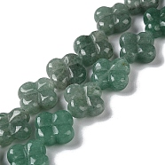 Natural Green Aventurine Beads Strands, Flower, 13~14x13~14x5~5.5mm, Hole: 1.2mm, about 15pcs/strand, 7.95''(20.2cm)(G-M418-D06-01)