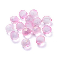 Transparent Glass Beads, Frosted, with Gold Foil, Half Drilled, Peach, Plum, 11.5x11.5x11mm, Hole:1mm(GLAA-M040-C-03)