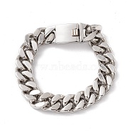 304 Stainless Steel Curb Chains Bracelet for Women, Stainless Steel Color, 9-1/2 inch(24cm)(BJEW-E107-10P)