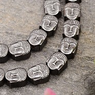 Electroplated Buddha Non-magnetic Synthetic Hematite Bead Strands, Black Plated, 8x7x4mm, Hole: 1mm, about 49pcs/strand, 15.9 inch(G-E295-12F)