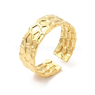 Ion Plating(IP) 304 Stainless Steel Cuff Wide Band Finger Rings, Texture Open Rings for Women, Real 18K Gold Plated, Inner Diameter: 18mm(RJEW-L107-011G)