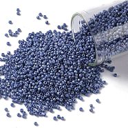 TOHO Round Seed Beads, Japanese Seed Beads, (2636F) Semi Glazed Rainbow Soft Blue, 15/0, 1.5mm, Hole: 0.7mm, about 15000pcs/50g(SEED-XTR15-2636F)