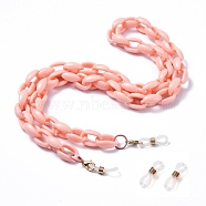 Eyeglasses Chains, Neck Strap for Eyeglasses, with Acrylic Cable Chains, Alloy Lobster Claw Clasps and Rubber Loop Ends, Misty Rose, 27.9 inch(71cm)(AJEW-EH00076-05)