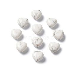 Natural Howlite Beads, Heart, 14.5~15x14.5~15x8.5~9mm, Hole: 1mm(G-L583-A02)