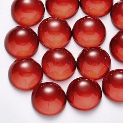 Transparent Spray Painted Glass Cabochons, Half Round/Dome, Red, 16x8mm(GLAA-S190-013B-E02)
