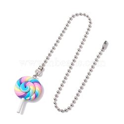Lollipop Resin Ceiling Fan Pull Chain Extenders, with Iron Ball Chains, Colorful, 336mm(FIND-JF00127)