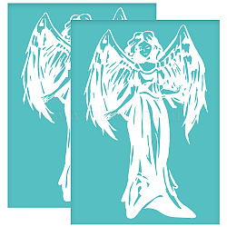 Self-Adhesive Silk Screen Printing Stencil, for Painting on Wood, DIY Decoration T-Shirt Fabric, Turquoise, Angel & Fairy, 195x140mm(DIY-WH0337-095)