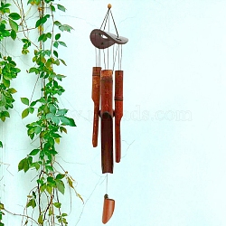 Bamboo Tube Wind Chimes, Pendant Decorations, Chocolate, 750x100mm(WICH-PW0001-24)