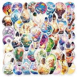 Light Bulb PVC Self Adhesive Stickers, Waterproof Decals, for Suitcase, Skateboard, Refrigerator, Helmet, Mobile Phone Shell, Colorful, 40~60mm, 50pcs/set.(STIC-PW0017-05)