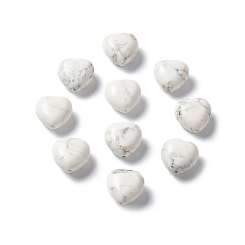 Natural Howlite Beads, Heart, 14.5~15x14.5~15x8.5~9mm, Hole: 1mm