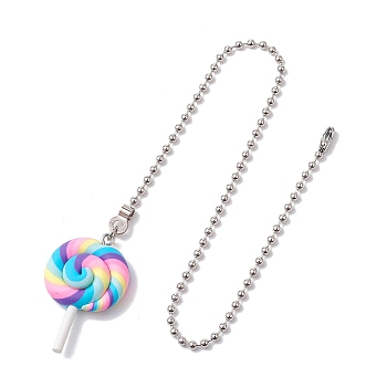 Lollipop Resin Ceiling Fan Pull Chain Extenders, with Iron Ball Chains, Colorful, 336mm