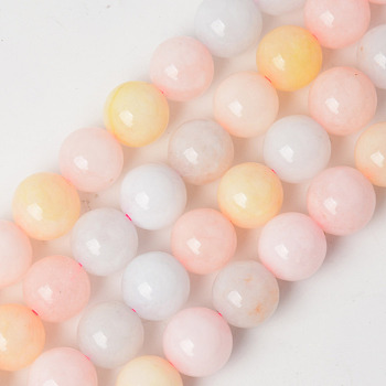 Natural Quartz Beads Strands, Dyed & Heated, Imitation Morganite Color, Round, Mixed Color, 6~6.5mm, Hole: 1mm, about 64pcs/Strand, 15.35 inch(39cm)