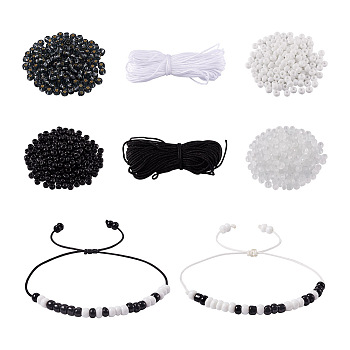 DIY Morse Code Message Bracelet Making Kit, Including Glass Seed Beads, Braided Nylon Threads, Mixed Color, Glass Seed Beads: 1170pcs/box