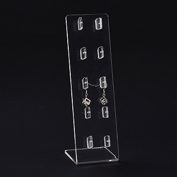 Transparent Acrylic Earrings Display Stands, L-Shaped, Clear, 19.5x6.3x0.95cm, Hole: 1.6mm