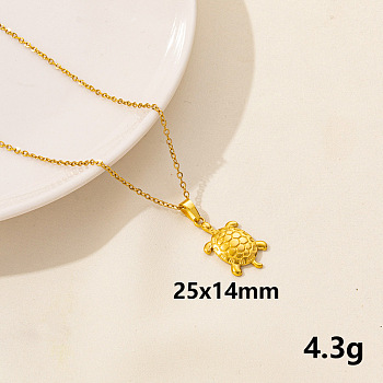 Stainless Steel Tortoise Pendant Necklaces, Cable Chain Necklaces for Women