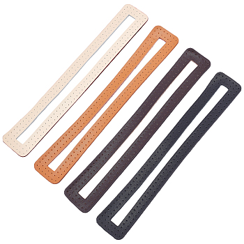 WADORN 4Pcs 4 Colors Leather Frame for Bag Zipper Side Pocket Making, Mixed Color, 22.6x3.6x0.15cm, Inner Diameter: 20.1x1cm, 1pc/color