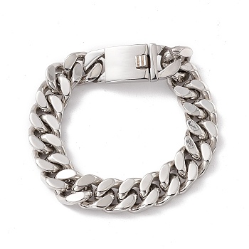 304 Stainless Steel Curb Chains Bracelet for Women, Stainless Steel Color, 9-1/2 inch(24cm)