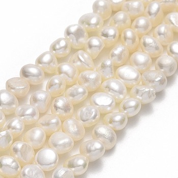 Natural Cultured Freshwater Pearl Beads Strands, Two Sides Polished, Linen, 4.5x4~4.5x3.5~4.5mm, Hole: 0.7mm, about 83pcs/strand, 14.37''(36.5cm)