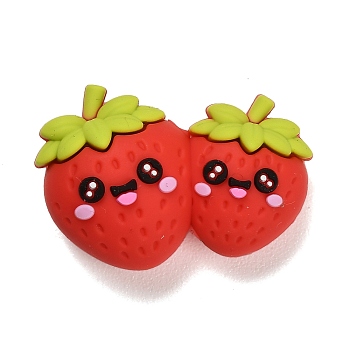 Fruit Theme Food Grade Eco-Friendly Silicone Beads, Red, Strawberry, 23x35x16mm, Hole: 2mm