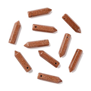 Synthetic Goldstone Pointed Pendants, Faceted, Bullet, 30~33x8~9mm, Hole: 1.4~1.6mm