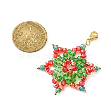 flocon de neige de noël galvanoplastie perles de verre tissées décorations pendantes(HJEW-JM00952)-3