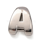 Brass Beads, Long-Lasting Plated, Rack Plating, Lead Free & Cadmium Free, Platinum, Letter A, 21x17x7mm, Hole: 18x4mm(KK-B167-27P-02A)