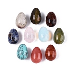 Natural & Synthetic Gemstone Egg Shape Figurine Display Decorations, Office Desktop Decoration, Feng Shui Energy Stone Gift, 28~31x20~21mm(G-Q608-02)