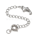 304 Stainless Steel Curb Chain Extender, End Chains with Spring Ring Clasps & Dolphin Charms, Stainless Steel Color, 68mm(SA-CBA45D5-04P)