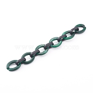 Imitation Gemstone Style & Opaque Spray Painted Acrylic Cable Chains, Quick Link Chains, Dark Green, 24.5x18.5x4mm and 18.5x11.5x4.5mm, about 39.37 inch(1m)/strand(AJEW-JB00910-04)