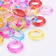 Transparent Acrylic Beads, Faceted, Donut, Mixed Color, about 19.5mm in diameter, 4.5mm thick, hole: 12mm, about 740pcs/500g(PL671Y)