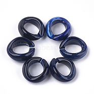 Acrylic Linking Rings, Quick Link Connectors, For Jewelry Chains Making, Imitation Gemstone Style, Ring, Dark Blue, 19.5x18x8mm, Hole: 11.5x10.5mm(X-OACR-S021-24C)