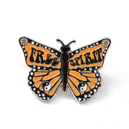 Free Spirit Butterfly Alloy Enamel Pin Brooch, for Backpack Clothes, Orange, 28.5x40.5x2mm(JEWB-R268-09)