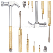 Brass & Iron Hammer Set, 6-in-1 Multi-Functional Screwdriver, Golden, 19.9x7.1x1.9cm(TOOL-WH0030-07G)