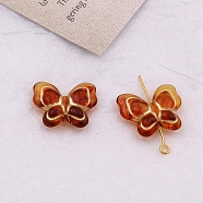 Transparent Acrylic Beads, Chocolate, Butterfly, 21x18mm, Hole: 1.8mm(PW-WG64236-08)