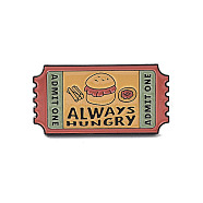 Rectangle Stamp Always Hungry Zinc Alloy Enamel Brooch, for Backpack Clothes, Salmon, 16x30.5x1.5mm(JEWB-C028-01D-EB)