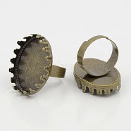 Brass Pad Ring Blank, Adjustable, with Oval Tray, Antique Bronze, 18x25mm, Inner Diameter: 17mm(X-KK-B807-AB)