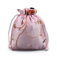 Cloth Jewelry Packing Pouches Drawstring Bags, Pink, 14x11cm(PW-WGEB133-01)